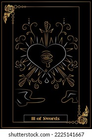 the illustration - card for tarot - III of Swords.

