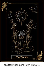 
the illustration - card for tarot - IV of Wands.