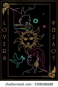 the illustration - card for tarot - the lovers.