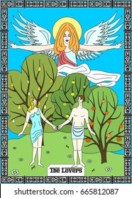 the illustration - card for tarot - the lovers.