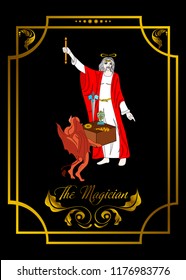 the illustration - card for tarot - the magician.
