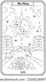 the illustration - card for tarot - The moon card.