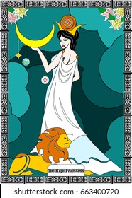 the illustration - card for tarot - the priestess.