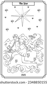 the illustration - card for tarot - The Star card.