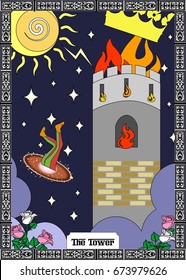 the illustration - card for tarot - the tower.