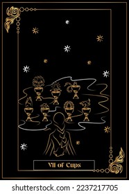 die Illustration - Karte für Tarot - VII von Cups.
