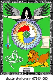 the illustration - card for tarot - wheel of fortune.