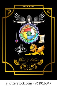 the illustration - card for tarot - wheel of fortune.