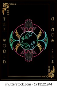 the illustration - card for tarot - the World Card.