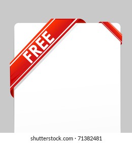 illustration of card wrapped with free tag ribbon on isolated background