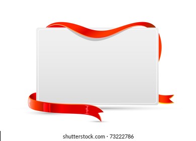 illustration of card wrapped with ribbon on isolated background