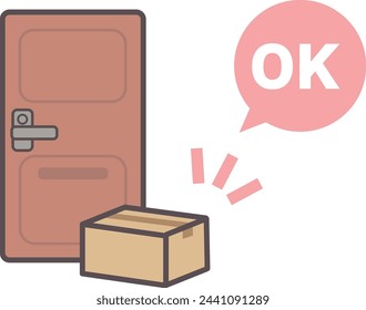 Illustration of a cardboard box being delivered to the door