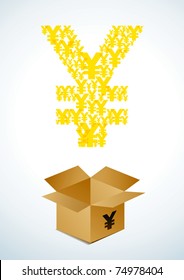 Illustration of a cardboard box with yen