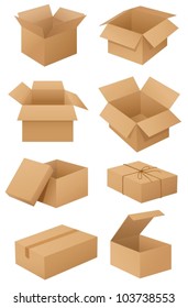 Illustration of cardboard boxes on white