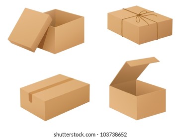 Illustration von Kartonboxen auf Weiß