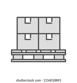 Illustration of cardboard piled on pallets.