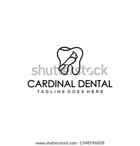 Illustration cardinal bird formed with clean and modern teeth for a dental health clinic logo design