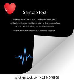 Illustration of cardiogram, heart pulse with space for text. Medical vector banner.