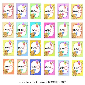 The illustration - cards for children to study mathematics.