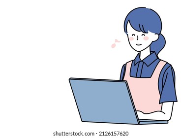 Illustration of a care worker who is good at computers