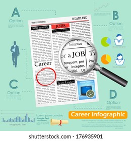 illustration of career infographics with job search