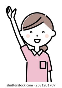 An illustration of a caregiver waving his hand.