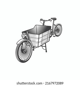 illustration of cargo bike, short distance transportation, vector art.