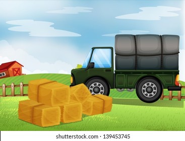 Illustration of a cargo car at the farm