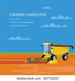 Illustration of Cargo and combine machine. Perfect for companies related to the eco eating, and to create infographics