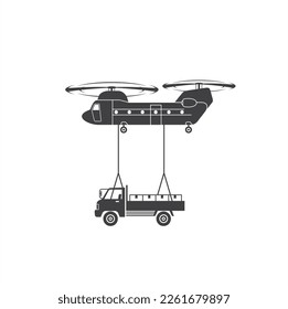illustration of cargo helicopter, vector art.
