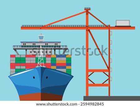 Illustration of a cargo ship with containers