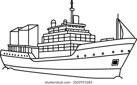 Illustration of a Cargo Ship for Shipping and Logistics