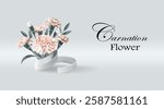 Illustration of a carnation flower in 3D style. Vector illustration.