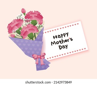 An illustration of carnations for Mother's Day card. vector illustration, carnation, love mom.