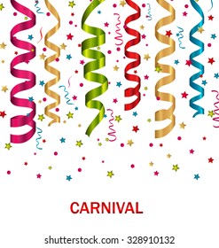 Illustration Carnival background with set colorful paper serpentine - vector