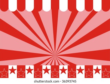 illustration of carnival background with stripes and stars.  Ideal for carnival signs