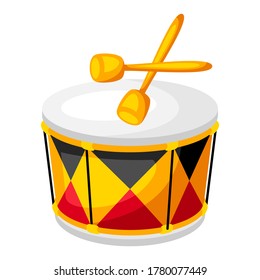 Illustration of carnival drum. Decor for parties, traditional holiday or festival.