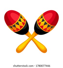 Illustration of carnival maracas. Decor for parties, traditional holiday or festival.