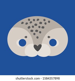 Illustration Carnival mask of arctic animals cartoon seal. children's mask on the eyes of a masquerade. vector