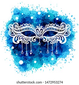 Illustration with carnival mask on the color background. Can be used as a background for text