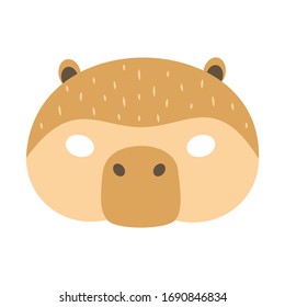 illustration of carnival mask of tropical animal capybara. Eye mask for masquerade, children's party. for design, greeting cards. vector