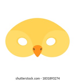 Illustration of carnival mask yellow chicken. Eye mask for children's parties, Halloween, masquerades. for design, postcards. flat style, vector