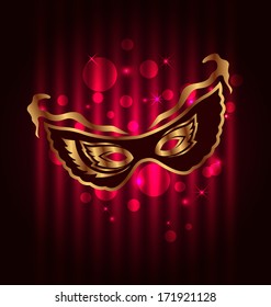 Illustration carnival or theater mask on glowing background - vector