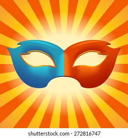 illustration of carnival two color mask on shiny background