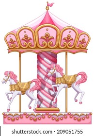 Illustration of a carousel ride on a white background