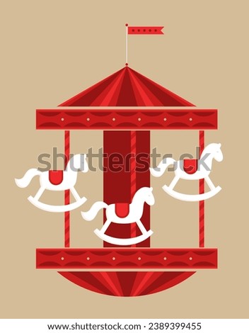 Illustration of the carousel with rocking horses