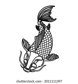 Illustration of carp koi. Design element for poster, card, banner, menu. Vector illustration
