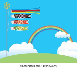 Illustration of a carp streamer celebrating the growth of children, a traditional Japanese culture.