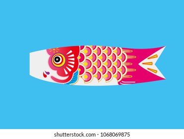 Illustration of carp streamer, Japanese traditional culture, annual event, vector data