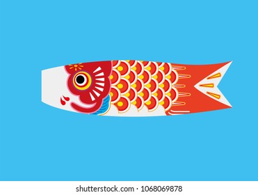 Illustration of carp streamer, Japanese traditional culture, annual event, vector data